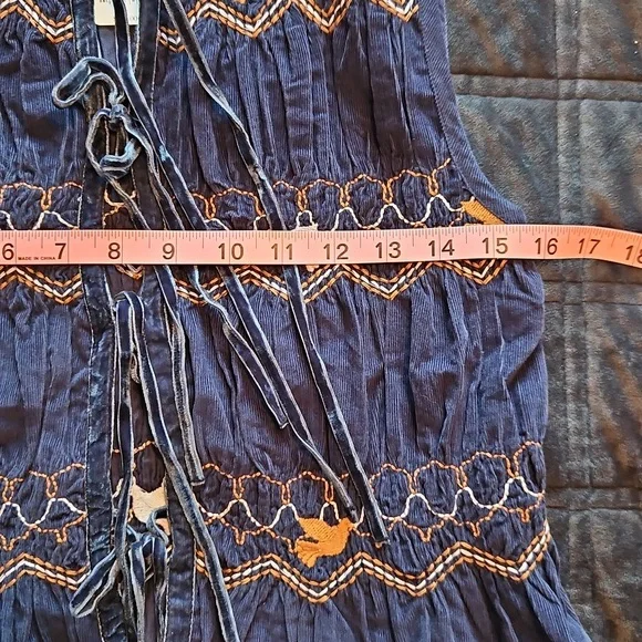 NWT! Free People Terra Smocked Maxi Skirt Set (M), Blue, Corduroy - Picture 12 of 16